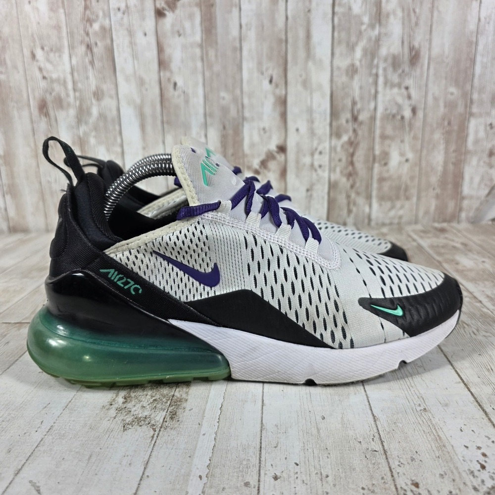 Nike Air Max 270 Womens White Black Purple Teal AH6789-103 Sneakers Size 10